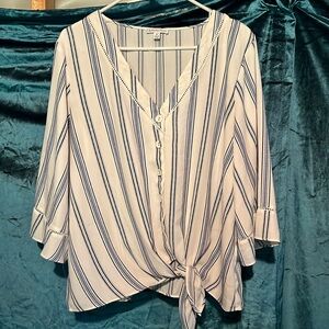 Ophelia Roe Blue Striped Blouse
